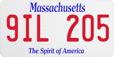 MA license plate 9IL205