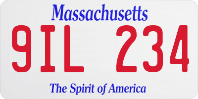 MA license plate 9IL234