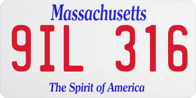 MA license plate 9IL316
