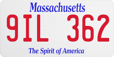 MA license plate 9IL362