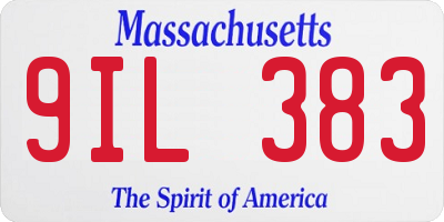 MA license plate 9IL383