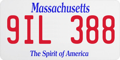 MA license plate 9IL388