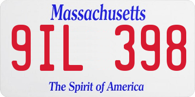 MA license plate 9IL398