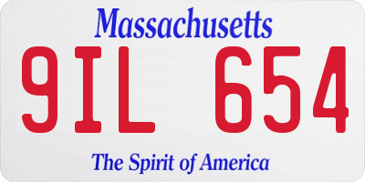 MA license plate 9IL654