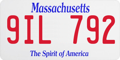 MA license plate 9IL792