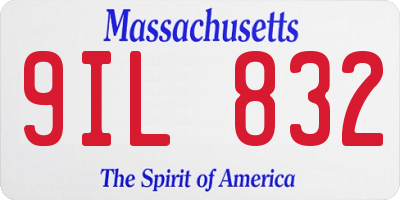 MA license plate 9IL832