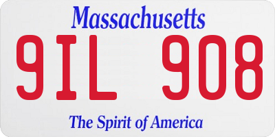 MA license plate 9IL908