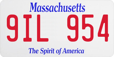 MA license plate 9IL954