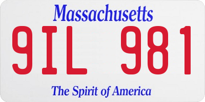 MA license plate 9IL981