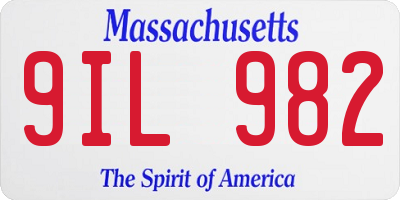 MA license plate 9IL982