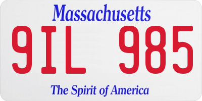 MA license plate 9IL985