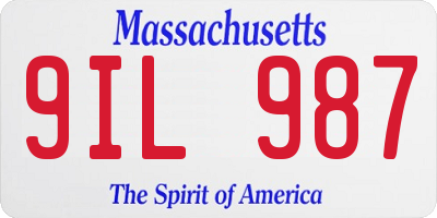 MA license plate 9IL987