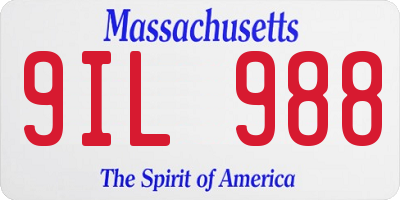 MA license plate 9IL988