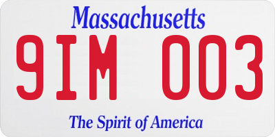 MA license plate 9IM003
