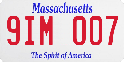 MA license plate 9IM007