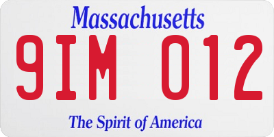MA license plate 9IM012