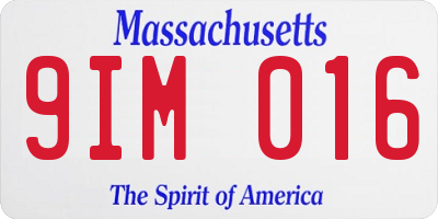 MA license plate 9IM016
