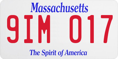 MA license plate 9IM017