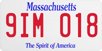 MA license plate 9IM018