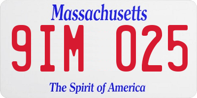 MA license plate 9IM025