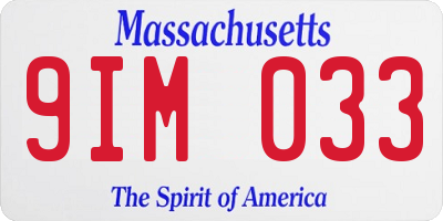 MA license plate 9IM033