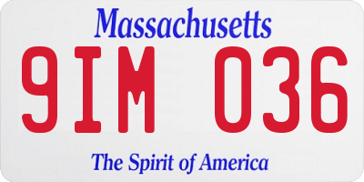 MA license plate 9IM036