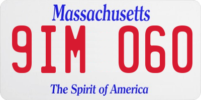 MA license plate 9IM060