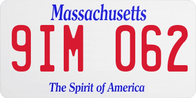 MA license plate 9IM062