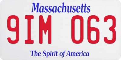 MA license plate 9IM063