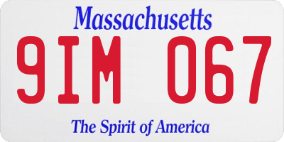 MA license plate 9IM067