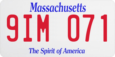 MA license plate 9IM071