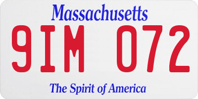 MA license plate 9IM072