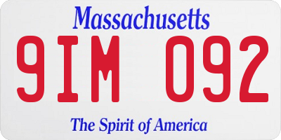 MA license plate 9IM092