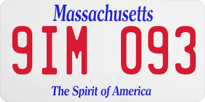 MA license plate 9IM093