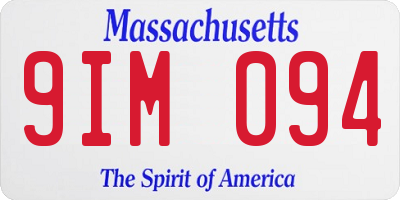 MA license plate 9IM094