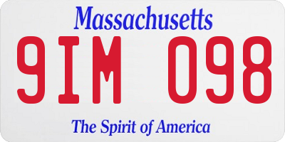 MA license plate 9IM098