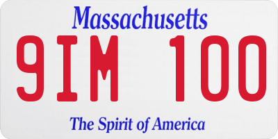MA license plate 9IM100