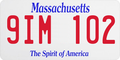 MA license plate 9IM102