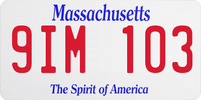 MA license plate 9IM103