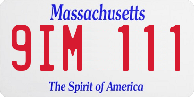 MA license plate 9IM111