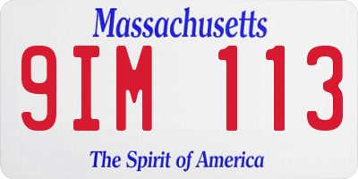 MA license plate 9IM113
