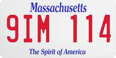 MA license plate 9IM114