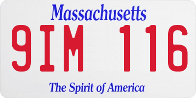 MA license plate 9IM116