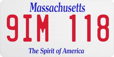MA license plate 9IM118