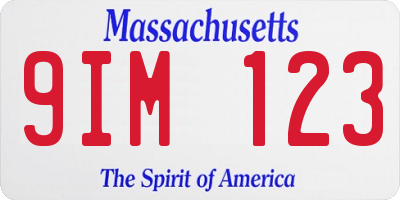 MA license plate 9IM123