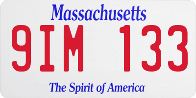 MA license plate 9IM133