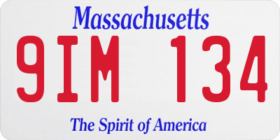 MA license plate 9IM134