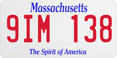 MA license plate 9IM138