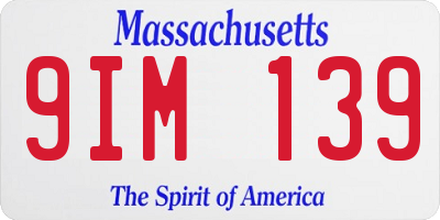 MA license plate 9IM139