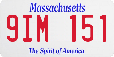 MA license plate 9IM151